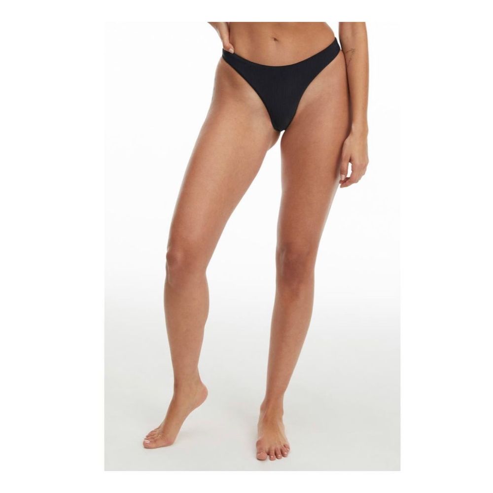 Good American Good Waist Rib Bikini Bottoms Size 3 Black - Picture 2 of 4